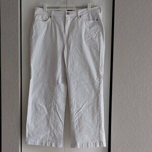 NYDJ LiftXTuck Technology White Wide-Leg Ankle Denim Jeans -Women's Size 14